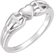 Sterling Silver 5.7 mm Heart & Cross Ring