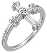 Sterling Silver .005 CTW Natural Diamond Cross Ring