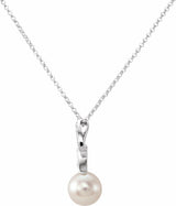 14K White Freshwater White Cultured Pearl & .08 CTW Natural Diamond 18" Necklace