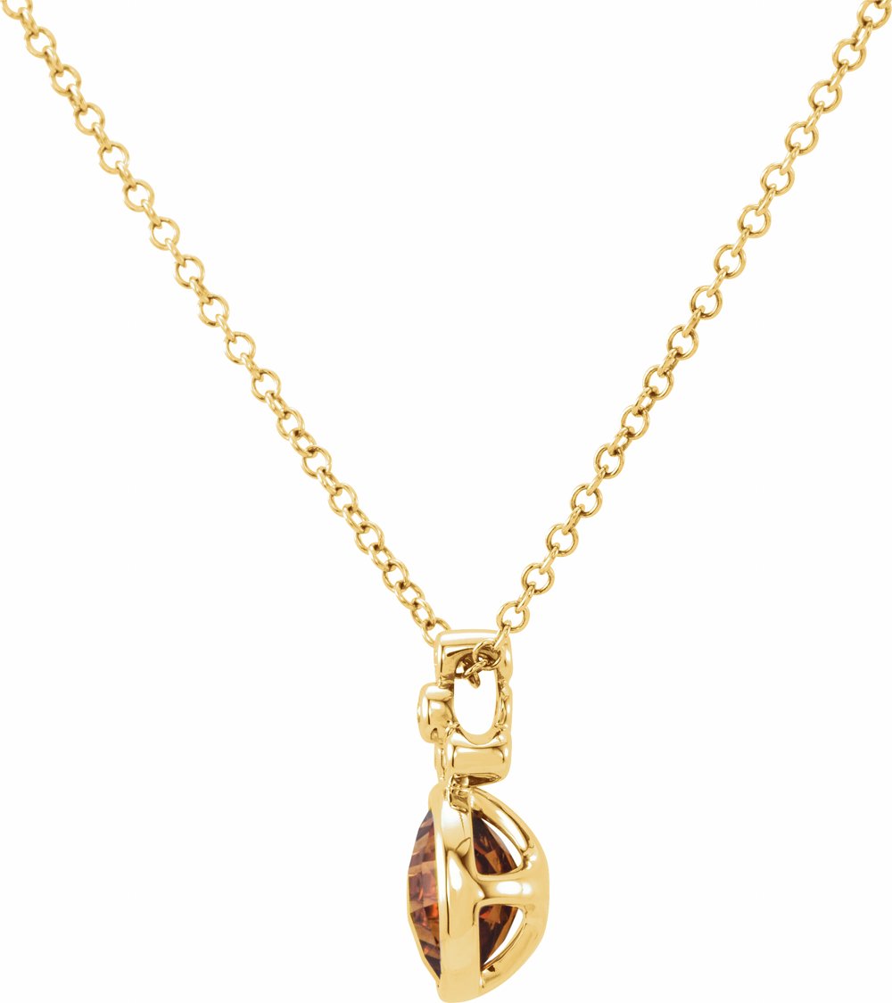 14K Yellow Checkerboard Natural Citrine & .04 CTW Natural Diamond 18" Necklace