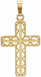 14K Yellow Filigree Cross Pendant  