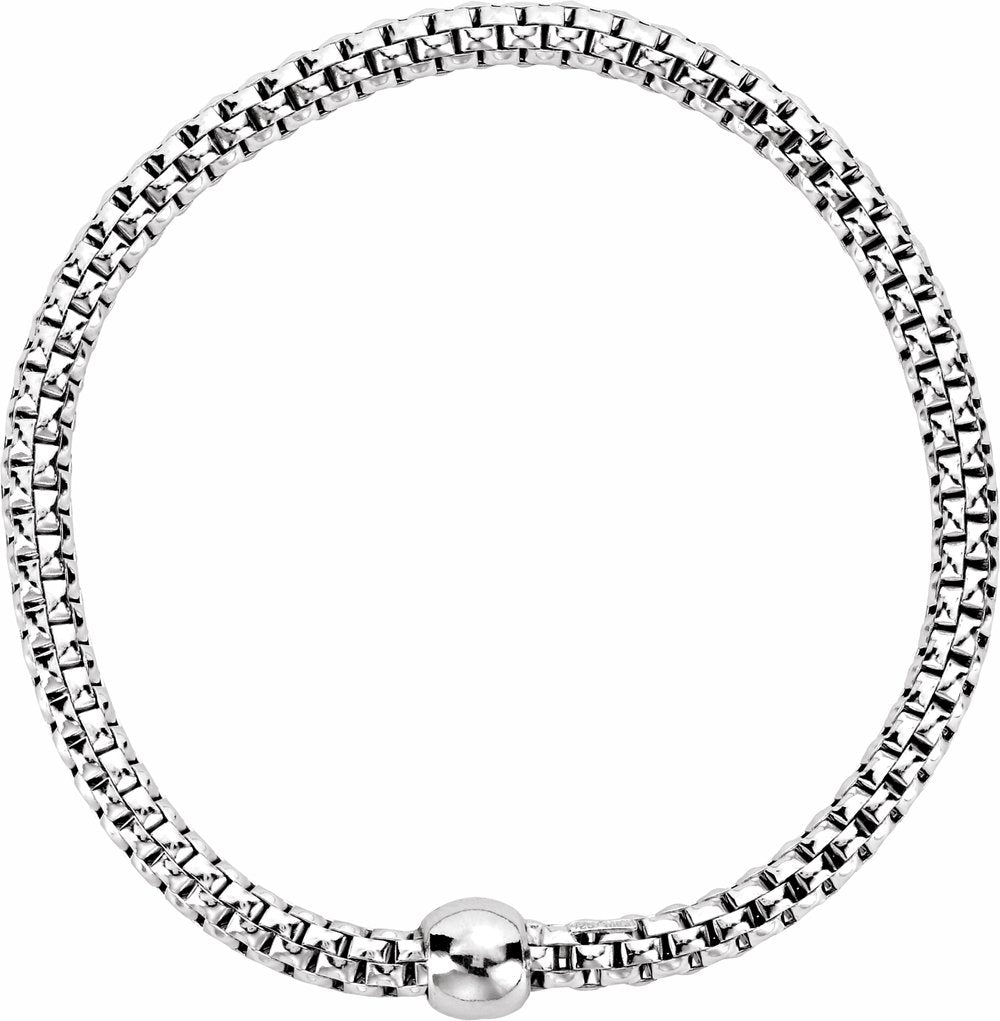 Rhodium-Plated Sterling Silver 4.3 mm Woven Stretch 7" Bracelet