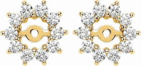 14K Yellow 5/8 CTW Diamond Earring Jackets with 3.7mm ID