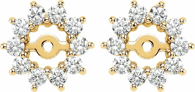 14K Yellow 5/8 CTW Diamond Earring Jackets with 3.7mm ID