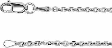 Rhodium-Plated Sterling Silver 1.75 mm Diamond-Cut Cable 18" Chain