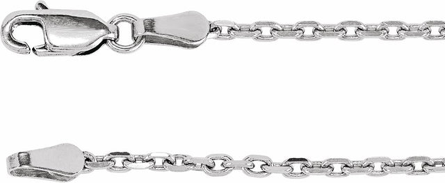 14K White Gold 2 mm Diamond-Cut Cable 20" Chain
