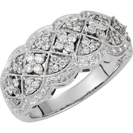 14K White Gold 1/2 CTW Natural Diamond Ring