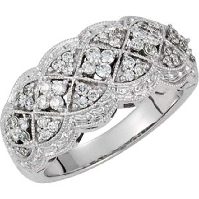 14K White Gold 1/2 CTW Natural Diamond Ring