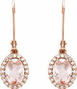 14K Rose Natural Pink Morganite & 1/5 CTW Natural Diamond Earrings