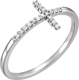 14K White .08 CTW Lab-Grown Diamond Sideways Cross Ring