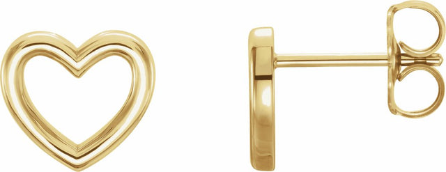 14K Yellow Gold Heart Earrings