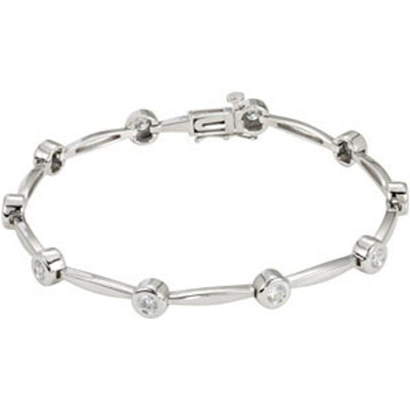 14K White Gold 1 CTW Natural Diamond Line 7 1/4" Bracelet