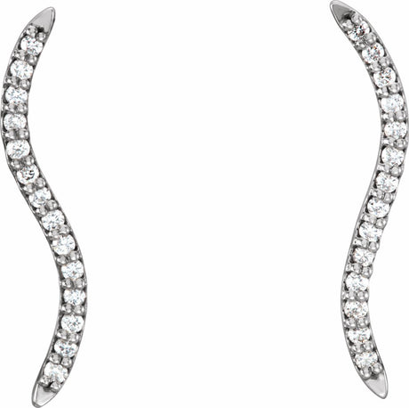 14K White 1/6 CTW Natural Diamond Ear Climbers