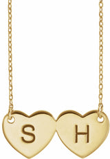 14K Yellow Engravable Double Heart 17" Necklace