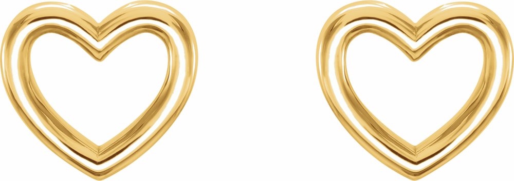 14K Yellow Heart Earrings