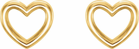 14K Yellow Heart Earrings