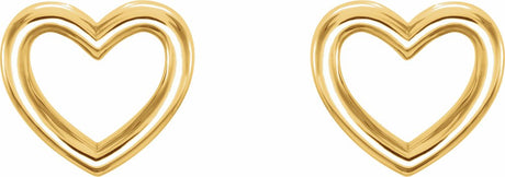 14K Yellow Gold Heart Earrings