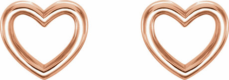 14K Rose Gold Heart Earrings