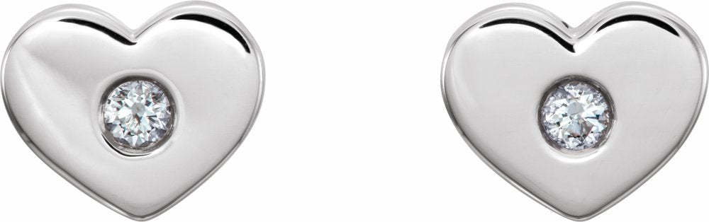 14K White Gold .06 CTW Natural Diamond Heart Earrings