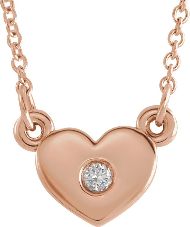 14K Rose .03 CTW Natural Diamond Heart 16" Necklace