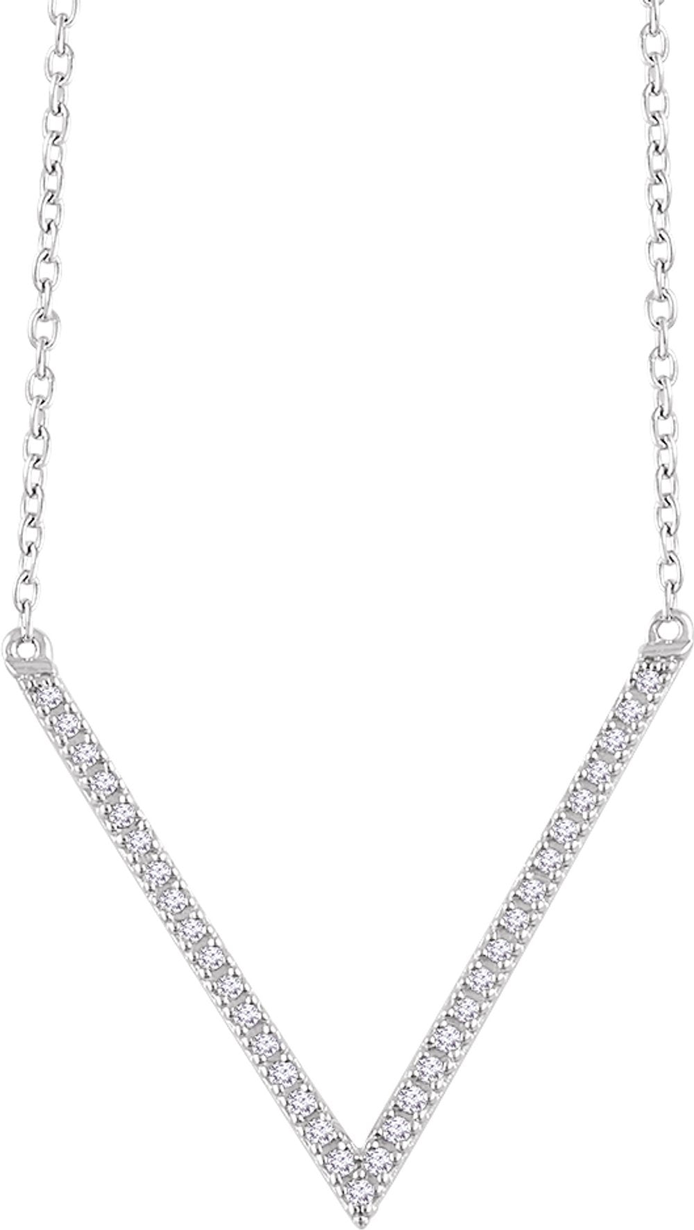 14K White Gold 1/6 CTW Natural Diamond V 16-18" Necklace