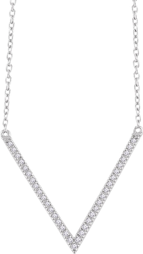 14K White Gold 1/6 CTW Natural Diamond V 16-18" Necklace