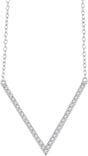 14K White Gold 1/6 CTW Natural Diamond V 16-18" Necklace