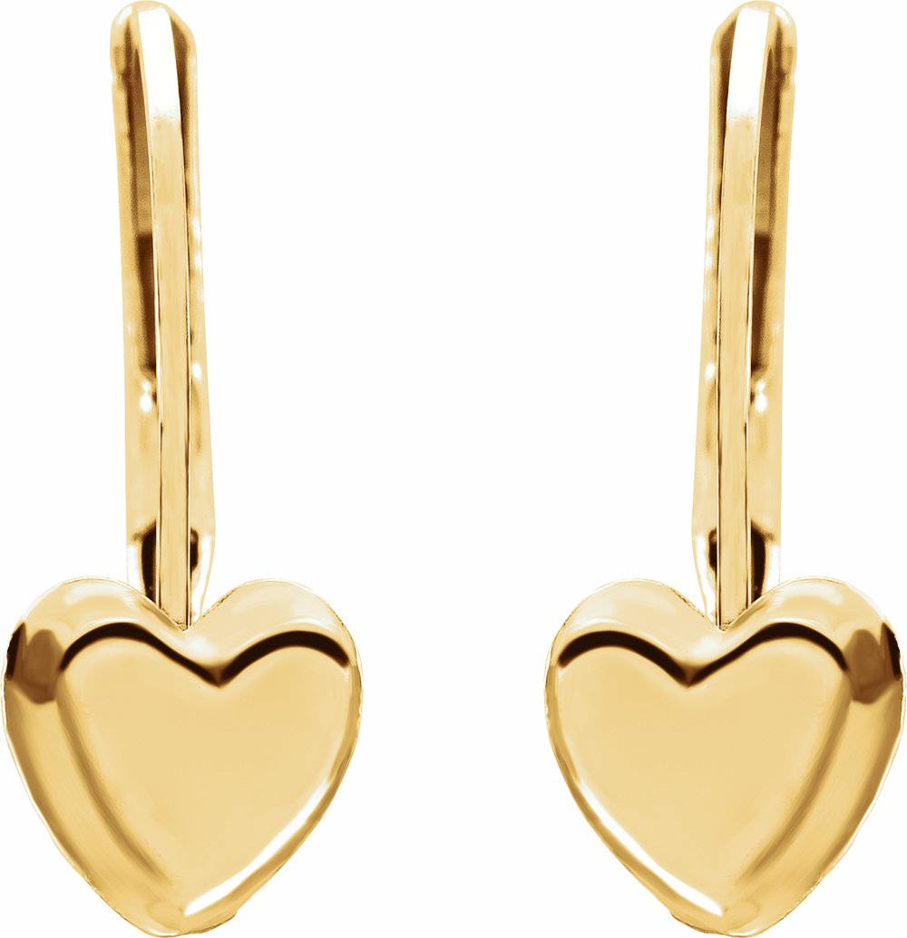 14K Yellow Heart Earrings