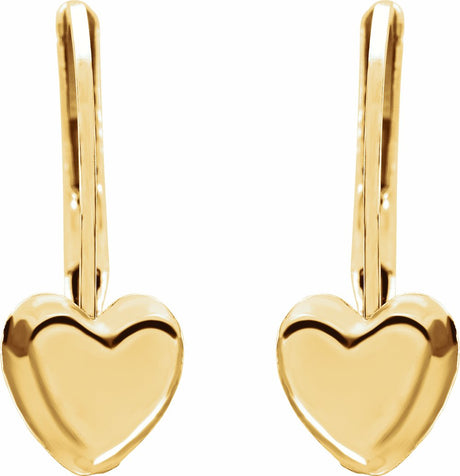 14K Yellow Heart Earrings