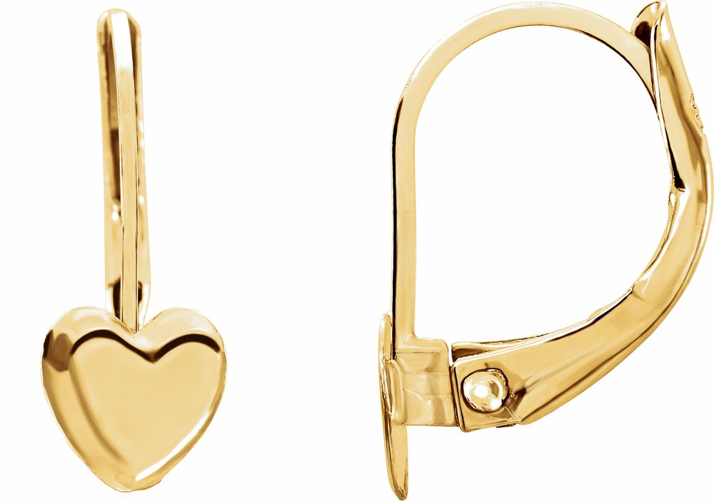 14K Yellow Heart Earrings