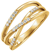 14K Yellow 1/6 CTW Natural Diamond Criss-Cross Ring