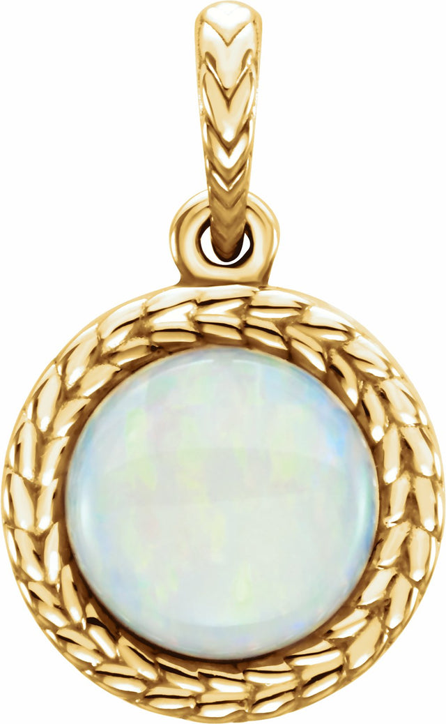 14K Yellow Natural White Opal Pendant