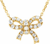 14K Yellow Gold 1/6 CTW Natural Diamond Bow 18" Necklace