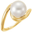 14K Yellow Gold 7.5-8.0 mm Cultured White Freshwater Pearl Ring