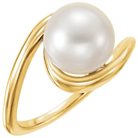 14K Yellow Gold 7.5-8.0 mm Cultured White Freshwater Pearl Ring