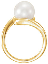 14K Yellow Gold 7.5-8.0 mm Cultured White Freshwater Pearl Ring