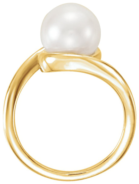 14K Yellow Gold 7.5-8.0 mm Cultured White Freshwater Pearl Ring