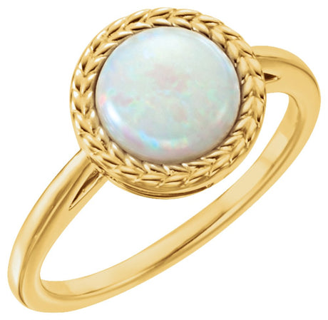 14K Yellow Natural White Opal Ring