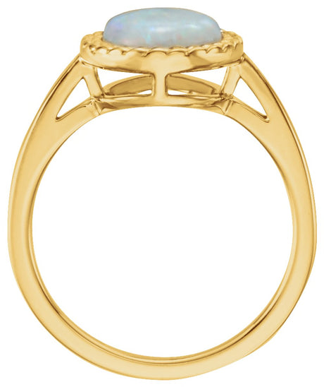 14K Yellow Natural White Opal Ring