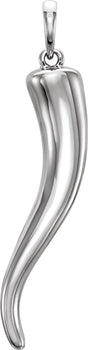 14K White Gold Italian Horn Pendant
