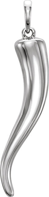 14K White Gold Italian Horn Pendant