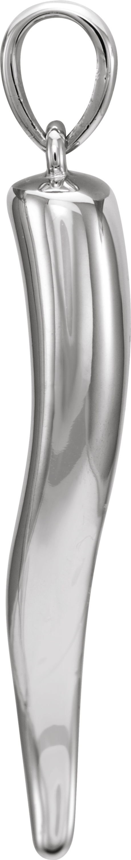 14K White Gold Italian Horn Pendant