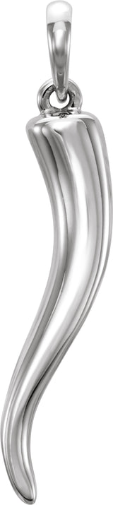 14K White Gold Italian Horn Pendant