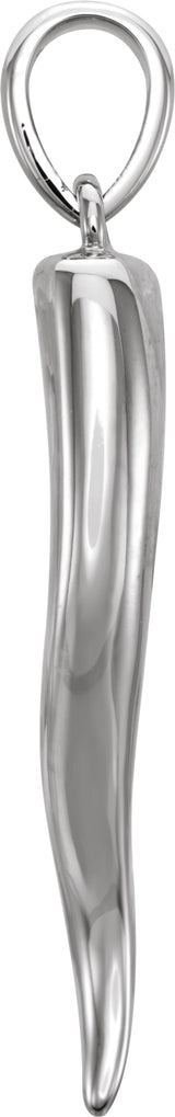 14K White Gold Italian Horn Pendant