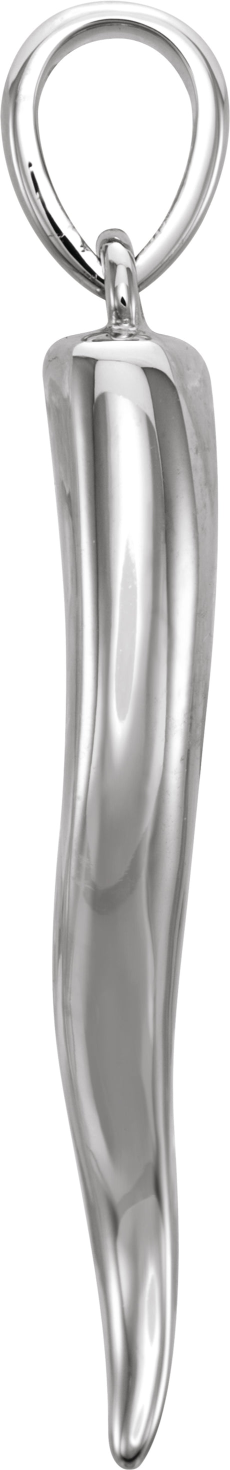 14K White Gold Italian Horn Pendant