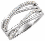 14K White Gold 1/5 CTW Lab-Grown Diamond Criss-Cross Ring
