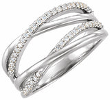 14K White Gold  1/5 CTW Natural Diamond Criss-Cross Ring 