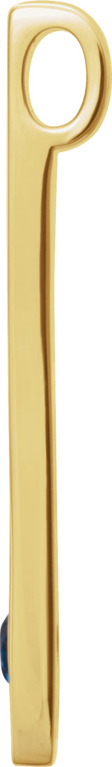 14K Yellow Gold Natural Blue Sapphire Family Engravable Bar Pendant