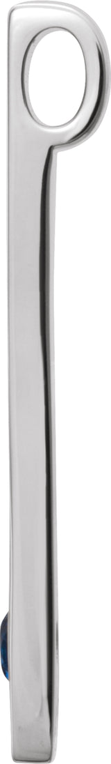 Sterling Silver Lab-Grown Blue Sapphire Family Engravable Bar Pendant