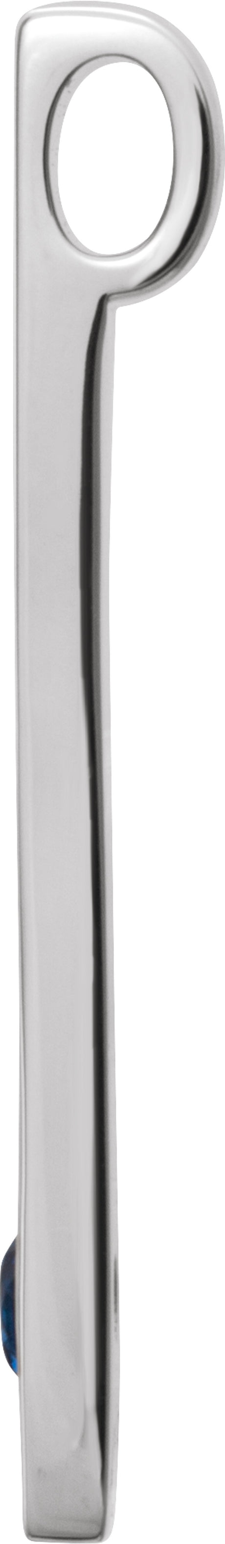 Sterling Silver Lab-Grown Blue Sapphire Family Engravable Bar Pendant